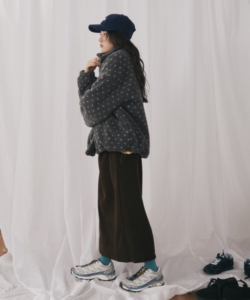 MERLOT（メルロー）の「ハートドット柄ボアジップブルゾン（ブルゾン・レディース・ブラウン/チャコールグレー・FREE）」の14枚目の写真