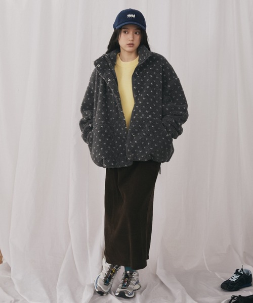 MERLOT（メルロー）の「ハートドット柄ボアジップブルゾン（ブルゾン・レディース・ブラウン/チャコールグレー・FREE）」の12枚目の写真