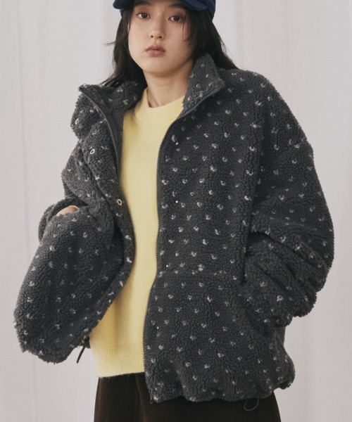 MERLOT（メルロー）の「ハートドット柄ボアジップブルゾン（ブルゾン・レディース・ブラウン/チャコールグレー・FREE）」の22枚目の写真