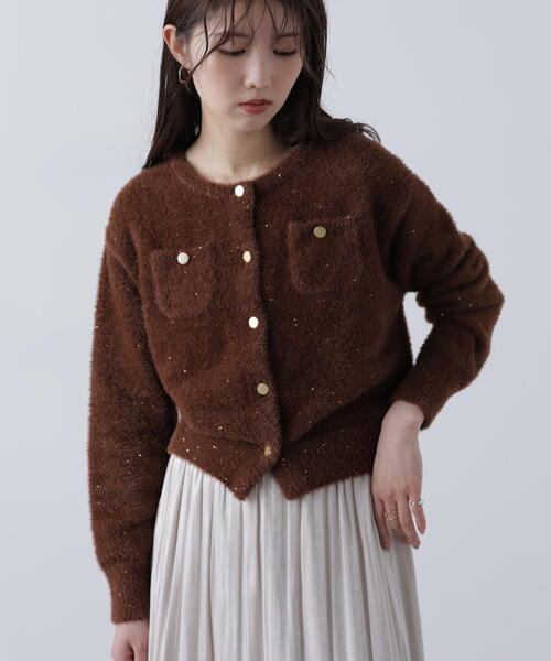 FREE'S MART（フリーズマート）の「◆〈ＭＦＭ〉金ボタンへアリースパンコールニットカーディガン（ニット/セーター・レディース・ベージュ/ネイビー/ブラウン/グレー・FREE）」の3枚目の写真