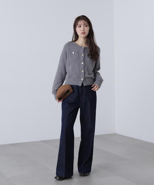 FREE'S MART（フリーズマート）の「◆〈ＭＦＭ〉金ボタンへアリースパンコールニットカーディガン（ニット/セーター・レディース・ベージュ/ネイビー/ブラウン/グレー・FREE）」の5枚目の写真