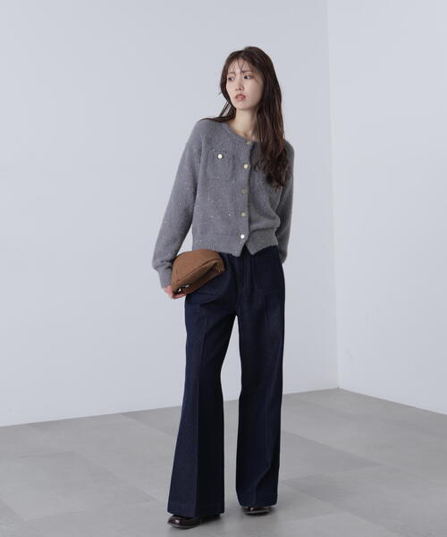 FREE'S MART（フリーズマート）の「◆〈ＭＦＭ〉金ボタンへアリースパンコールニットカーディガン（ニット/セーター・レディース・ベージュ/ネイビー/ブラウン/グレー・FREE）」の6枚目の写真