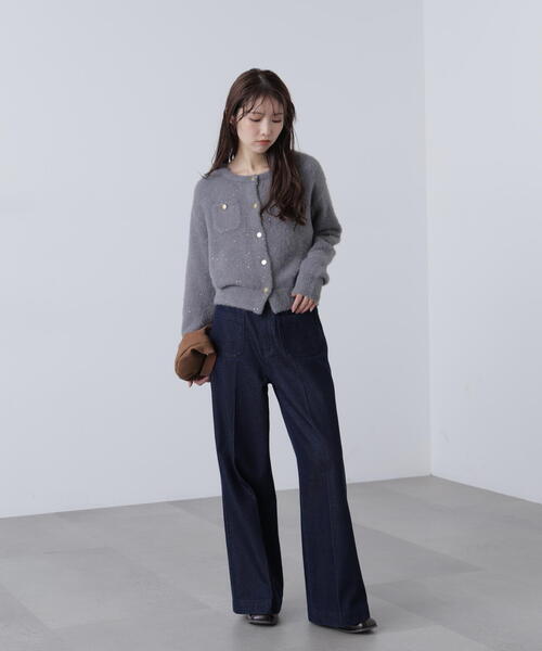 FREE'S MART（フリーズマート）の「◆〈ＭＦＭ〉金ボタンへアリースパンコールニットカーディガン（ニット/セーター・レディース・ベージュ/ネイビー/ブラウン/グレー・FREE）」の7枚目の写真