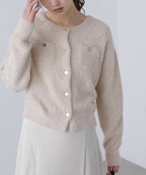 FREE'S MART（フリーズマート）の「◆〈ＭＦＭ〉金ボタンへアリースパンコールニットカーディガン（ニット/セーター・レディース・ベージュ/ネイビー/ブラウン/グレー・FREE）」の12枚目の写真