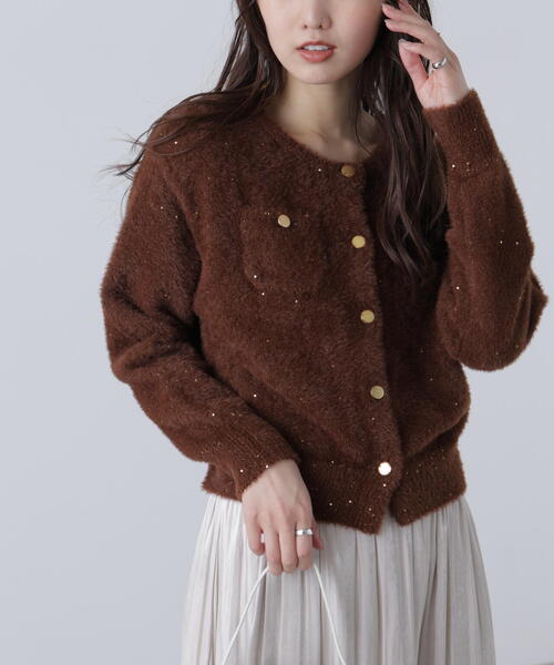 FREE'S MART（フリーズマート）の「◆〈ＭＦＭ〉金ボタンへアリースパンコールニットカーディガン（ニット/セーター・レディース・ベージュ/ネイビー/ブラウン/グレー・FREE）」の20枚目の写真