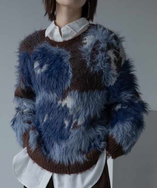 美品　VACANCY ヴァカンシー　ニット　トップス　シャギー　人気　完売 モノクロハイネックシャギーニット（ニット/セーター）｜VACANCY