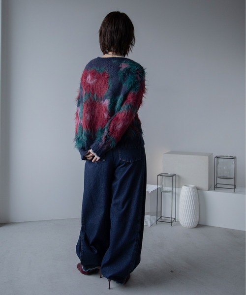 美品　VACANCY ヴァカンシー　ニット　トップス　シャギー　人気　完売 モノクロハイネックシャギーニット（ニット/セーター）｜VACANCY