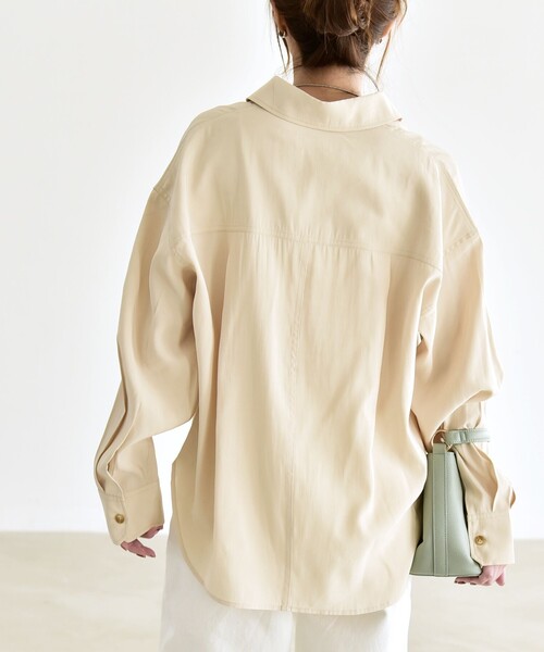 quaranciel(カランシエル)の「quaranciel:〈洗濯機可能〉フィブリル レギュラーカラー シャツ(シャツ/ブラウス・レディース・オリーブ/ベージュ・ONE SIZE)」の18枚目の写真