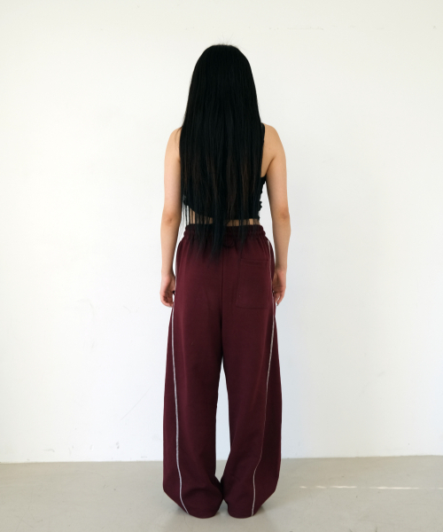 crump（クランプ）の「ステッチワイドスウェットパンツ[バーガンディ]（スウェットパンツ・メンズ・バーガンディー・SMALL）」の6枚目の写真