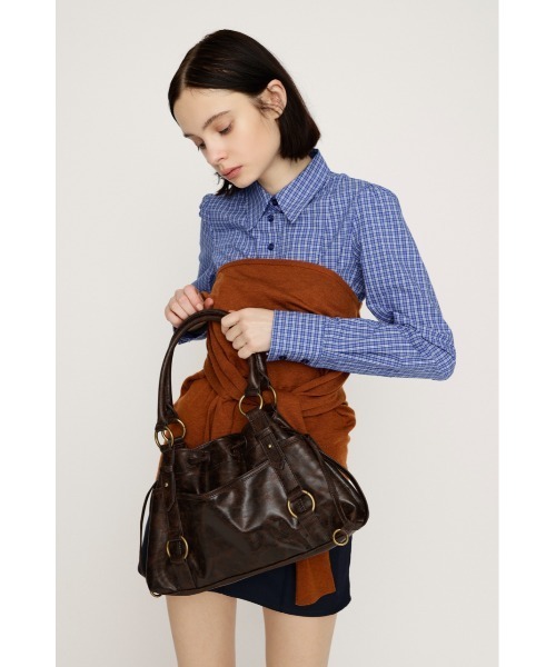 SLY（スライ）の「VINTAGE LIKE HAND BAG ヴィンテージライク ハンドバッグ 冬服 春服（ハンドバッグ・レディース・シルバー/ライトイエロー/ブラウン・FREE）」の13枚目の写真