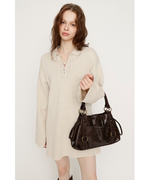 SLY（スライ）の「VINTAGE LIKE HAND BAG ヴィンテージライク ハンドバッグ 冬服 春服（ハンドバッグ・レディース・シルバー/ライトイエロー/ブラウン・FREE）」の15枚目の写真