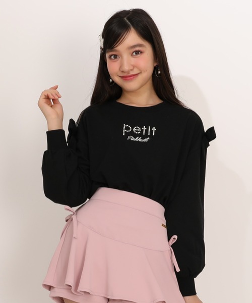 PINKHUNT（ピンクハント）の「PINKHUNT 肩開きビッグリボン袖トレーナー 1222K（スウェット・キッズ・ブラック/ホワイト・130cm/160cm/140cm/150cm/120cm）」の2枚目の写真