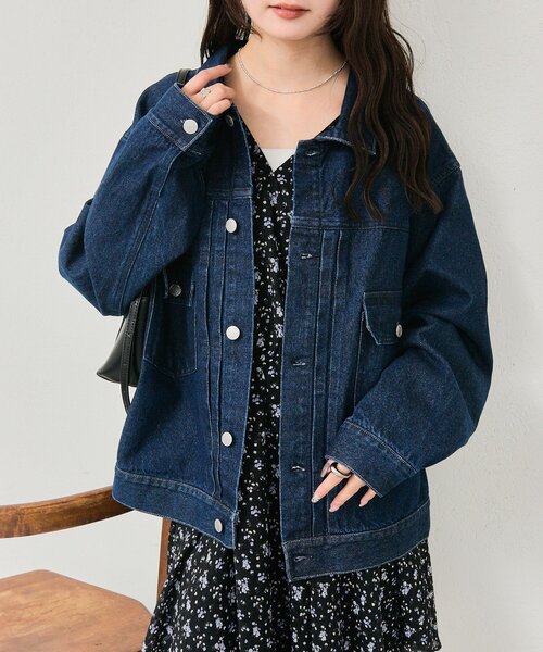 mystic（ミスティック）の「オーバーデニムジャケット（デニムジャケット・レディース・ブルー/ネイビー・FREE）」の2枚目の写真