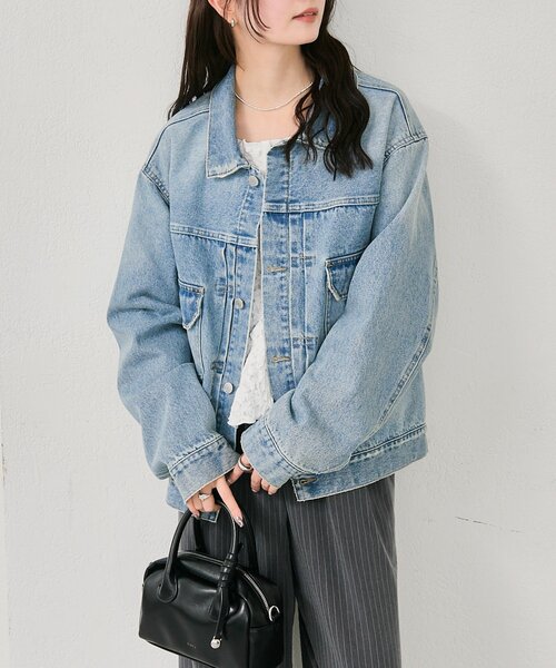 mystic（ミスティック）の「オーバーデニムジャケット（デニムジャケット・レディース・ブルー/ネイビー・FREE）」の4枚目の写真