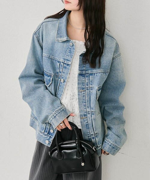 mystic（ミスティック）の「オーバーデニムジャケット（デニムジャケット・レディース・ブルー/ネイビー・FREE）」の5枚目の写真