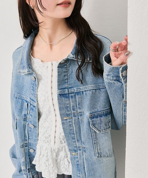 mystic（ミスティック）の「オーバーデニムジャケット（デニムジャケット・レディース・ブルー/ネイビー・FREE）」の7枚目の写真