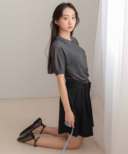 miette(ミエット)の「襟付き半袖ニット(ニット/セーター・レディース・ブラック/レッド/ライトイエロー/チャコール・L/M)」の14枚目の写真