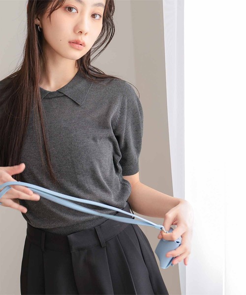miette(ミエット)の「襟付き半袖ニット(ニット/セーター・レディース・ブラック/レッド/ライトイエロー/チャコール・L/M)」の17枚目の写真