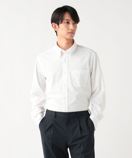 BEAMS HEART(ビームスハート)の「トリコット イージーケア ボタンダウンシャツ(シャツ/ブラウス・メンズ・ブルー/サックスブルー/ホワイト・38/41/39/42/40/37)」の2枚目の写真
