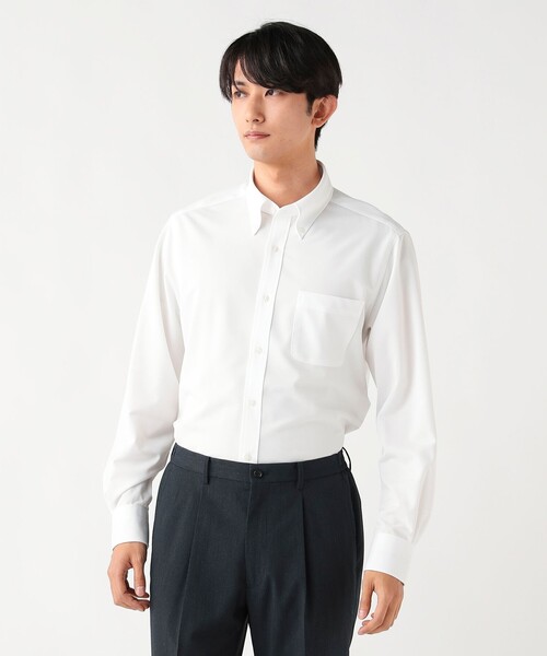 BEAMS HEART(ビームスハート)の「トリコット イージーケア ボタンダウンシャツ(シャツ/ブラウス・メンズ・ブルー/サックスブルー/ホワイト・38/41/39/42/40/37)」の6枚目の写真