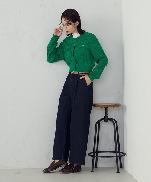 COMME CA ISM（コムサイズム）の「ケーブルクルーネックカーディガン（カーディガン/ボレロ・レディース・ネイビー/グリーン/オフホワイト・LARGE/MEDIUM）」の19枚目の写真