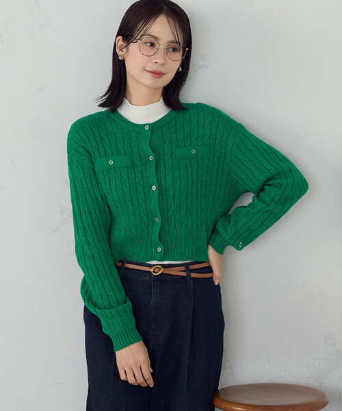 COMME CA ISM（コムサイズム）の「ケーブルクルーネックカーディガン（カーディガン/ボレロ・レディース・ネイビー/グリーン/オフホワイト・LARGE/MEDIUM）」の20枚目の写真