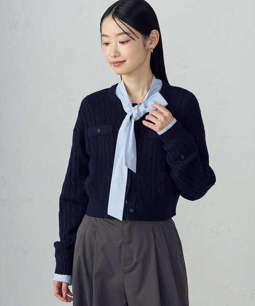 COMME CA ISM（コムサイズム）の「ケーブルクルーネックカーディガン（カーディガン/ボレロ・レディース・ネイビー/グリーン/オフホワイト・LARGE/MEDIUM）」の17枚目の写真