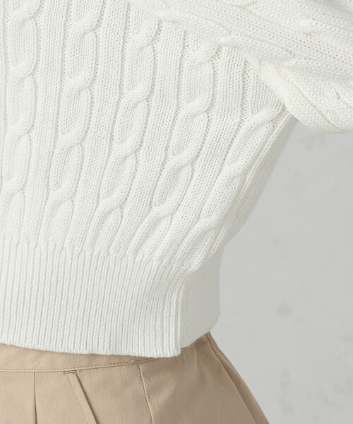 COMME CA ISM（コムサイズム）の「ケーブルクルーネックカーディガン（カーディガン/ボレロ・レディース・ネイビー/グリーン/オフホワイト・LARGE/MEDIUM）」の14枚目の写真