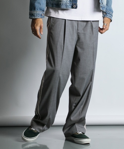 WEB限定アイテム】SIDE LINE EASY WIDE SLACKS：サイドライン イージー