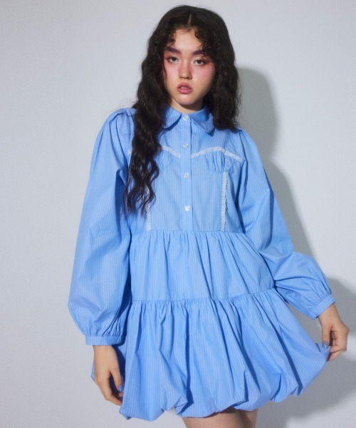 Candy Stripper（キャンディストリッパー）の「STRIPE ビスチェ ドレス（シャツワンピース・レディース・ブラック/ライトブルー/オフホワイト・FREE）」の3枚目の写真