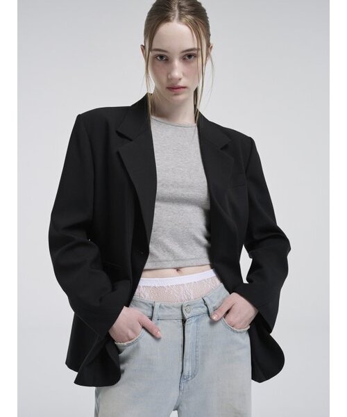 ETMON(エトモン)の「Stitch Line Single Jacket, Black(テーラードジャケット・レディース・その他・S/M)」の5枚目の写真