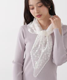 EDIT COLOGNE（エディットコロン）の「＜Ｅ＞レーススカーフ付きリブニット / 1216175200（ニット/セーター）」