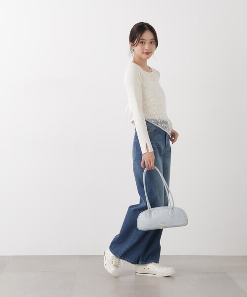 EDIT COLOGNE（エディットコロン）の「＜Ｅ＞レーススカーフ付きリブニット / 1216175200（ニット/セーター・レディース・パープル/ブルー/ホワイト系その他/ホワイト×ブラック・FREE）」の15枚目の写真