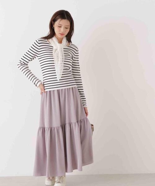 EDIT COLOGNE（エディットコロン）の「＜Ｅ＞レーススカーフ付きリブニット / 1216175200（ニット/セーター・レディース・パープル/ブルー/ホワイト系その他/ホワイト×ブラック・FREE）」の21枚目の写真