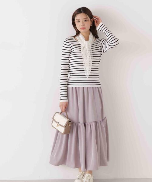 EDIT COLOGNE（エディットコロン）の「＜Ｅ＞レーススカーフ付きリブニット / 1216175200（ニット/セーター・レディース・パープル/ブルー/ホワイト系その他/ホワイト×ブラック・FREE）」の22枚目の写真