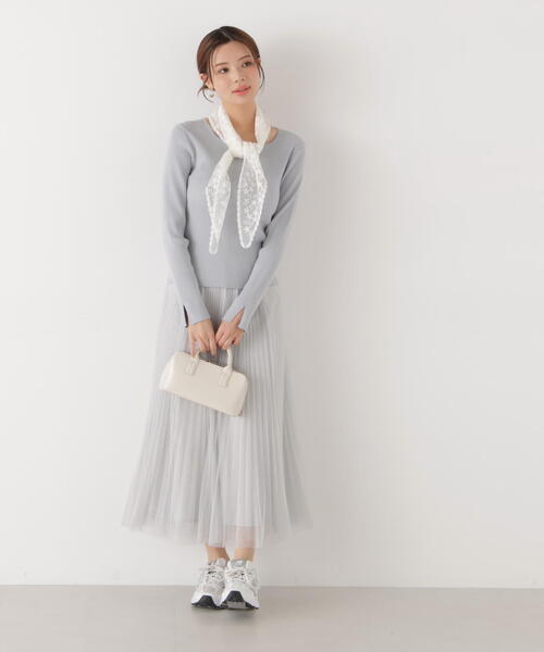 EDIT COLOGNE（エディットコロン）の「＜Ｅ＞レーススカーフ付きリブニット / 1216175200（ニット/セーター・レディース・パープル/ブルー/ホワイト系その他/ホワイト×ブラック・FREE）」の13枚目の写真