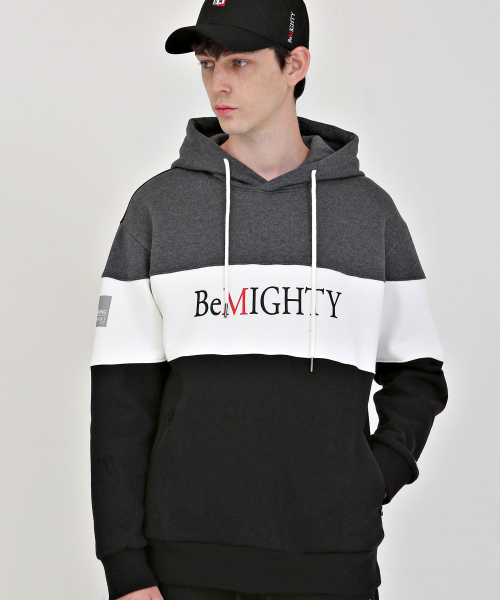 BEMIGHTY(ビーマイティー)の「3M転写染色ブロック切り替えオーバーサイズ起毛フードパーカーグレー(パーカー・メンズ・その他・M/L)」の2枚目の写真