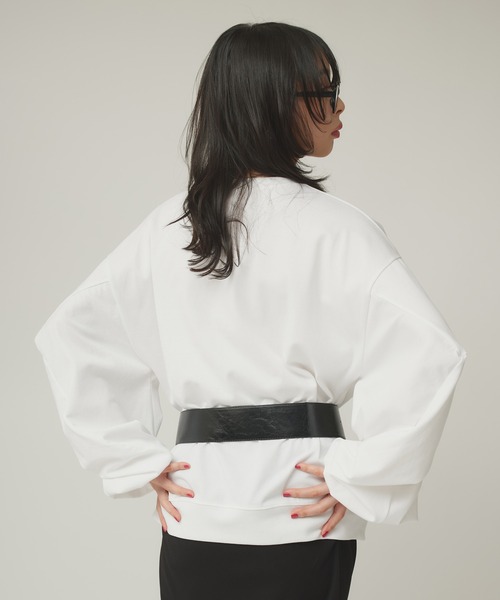 Narcissus（ナルシス）の「ユニークボリュームカットソー（スウェット・レディース・ホワイト/ブラック・FREE）」の3枚目の写真