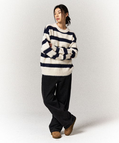 SLOWACID（スローアシッド）の「ヘアリーストライププルオーバーニット[アイボリー]（ニット/セーター・レディース・その他・MEDIUM/SMALL/LARGE）」の2枚目の写真