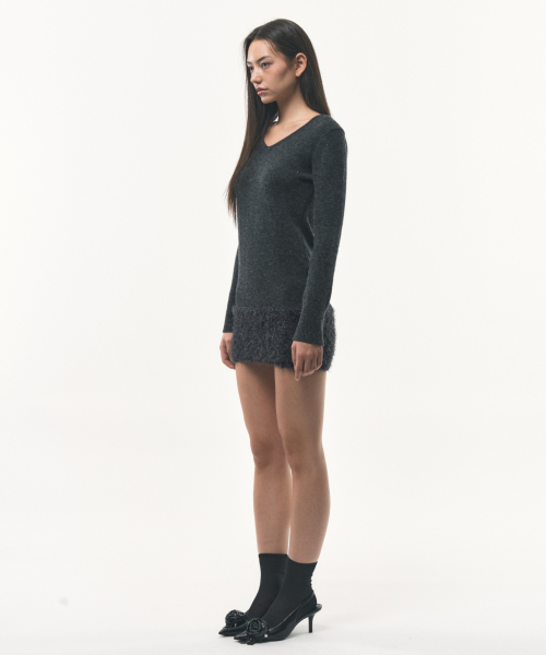 FOR THE WEATHER(フォーザウェザー)の「ヘアリーニットドレス(チャコール)(ワンピース・レディース・その他・ONE SIZE)」の2枚目の写真