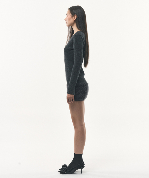 FOR THE WEATHER(フォーザウェザー)の「ヘアリーニットドレス(チャコール)(ワンピース・レディース・その他・ONE SIZE)」の3枚目の写真