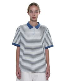 ストライプショートスリーブポロTシャツ_パステルブルー