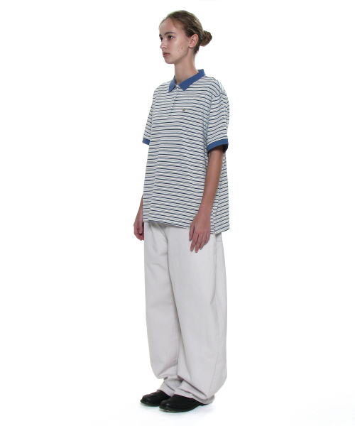 PARTIMENTO WOMEN（パルティメントウィメン）の「ストライプショートスリーブポロTシャツ_パステルブルー（ポロシャツ・レディース・その他・ONE SIZE）」の3枚目の写真