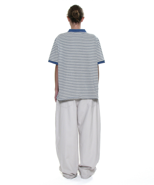 PARTIMENTO WOMEN（パルティメントウィメン）の「ストライプショートスリーブポロTシャツ_パステルブルー（ポロシャツ・レディース・その他・ONE SIZE）」の4枚目の写真