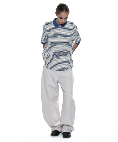 PARTIMENTO WOMEN（パルティメントウィメン）の「ストライプショートスリーブポロTシャツ_パステルブルー（ポロシャツ・レディース・その他・ONE SIZE）」の6枚目の写真
