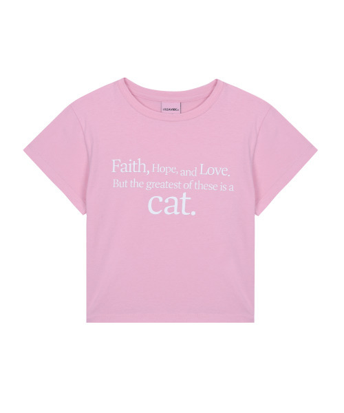 ITZAVIBE(イッザバイブ)の「CAT SAYING CROP T-SHIRT_PINK(Tシャツ/カットソー・レディース・その他・ONE SIZE)」の2枚目の写真