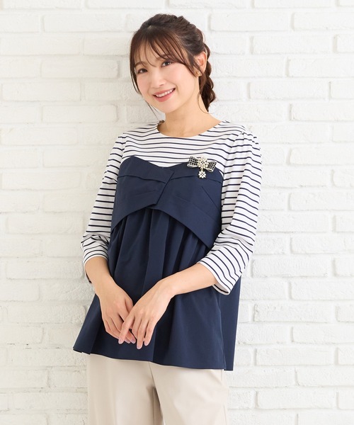 セール】【人気デザイン】レイヤード風カットソー（Tシャツ/カットソー