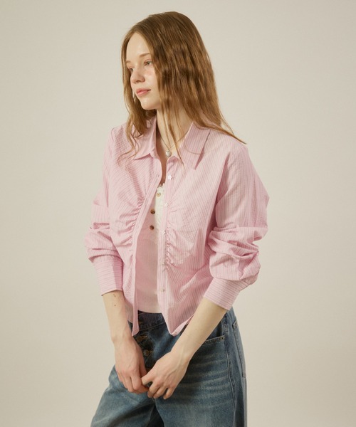 hazyl(ヘイジル)の「gather design shirt / ギャザーデザインシャツ(シャツ/ブラウス・レディース・ブルー系その他/ピンク系その他/オフホワイト・フリー)」の17枚目の写真