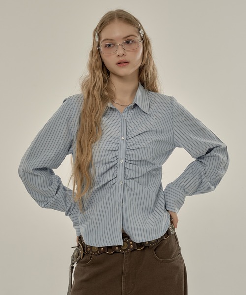 gather design shirt / ギャザーデザインシャツ（シャツ/ブラウス