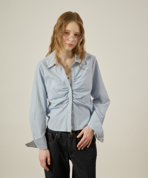 hazyl(ヘイジル)の「gather design shirt / ギャザーデザインシャツ(シャツ/ブラウス・レディース・ブルー系その他/ピンク系その他/オフホワイト・フリー)」の20枚目の写真